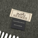エルメス HERMES レクトヴェルソ H393800T ブラック×フランネルグレー カシミヤ マフラー 新品 未使用 リバーシブル フリンジ ロゴ刺繍