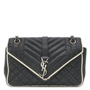 サンローラン SAINT LAURENT エンヴェロープ チェーンショルダー ブラック×ホワイト レザー ショルダーバッグ ガンメタル金具 YSL ロゴ カサンドラ キルティング