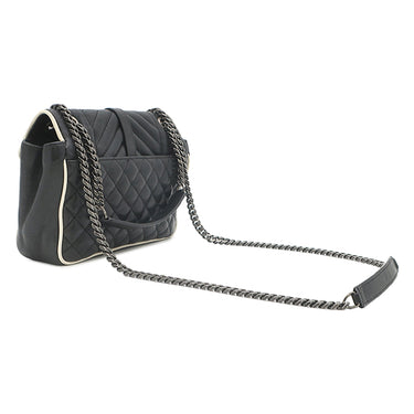 サンローラン SAINT LAURENT エンヴェロープ チェーンショルダー ブラック×ホワイト レザー ショルダーバッグ ガンメタル金具 YSL ロゴ カサンドラ キルティング