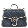 グッチ GUCCI GGマーモント ミニトップハンドル 583571 ネイビー×ホワイト レザー 2WAYバッグ シルバー金具 紺 白 ショルダー