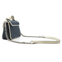 グッチ GUCCI GGマーモント ミニトップハンドル 583571 ネイビー×ホワイト レザー 2WAYバッグ シルバー金具 紺 白 ショルダー