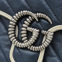グッチ GUCCI GGマーモント ミニトップハンドル 583571 ネイビー×ホワイト レザー 2WAYバッグ シルバー金具 紺 白 ショルダー