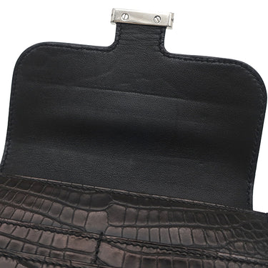 エルメス HERMES コンスタンス コンパクト ブラック アリゲーターマット 二つ折り財布 シルバー金具 コンパクトウォレット クロコ