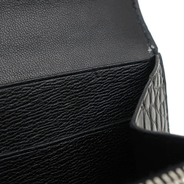 エルメス HERMES コンスタンス コンパクト ブラック アリゲーターマット 二つ折り財布 シルバー金具 コンパクトウォレット クロコ