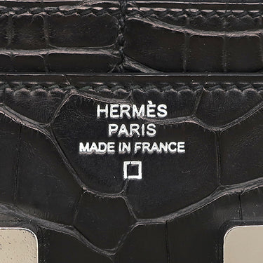 エルメス HERMES コンスタンス コンパクト ブラック アリゲーターマット 二つ折り財布 シルバー金具 コンパクトウォレット クロコ