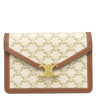 セリーヌ CELINE トリオンフ チェーンウォレット ホワイト×ブラウン PVCコーティングキャンバス レザー チェーンウォレット ゴールド金具 白 茶 ショルダー