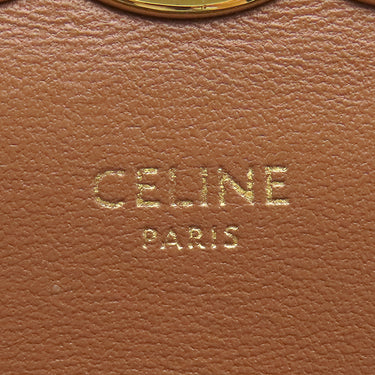セリーヌ CELINE トリオンフ チェーンウォレット ホワイト×ブラウン PVCコーティングキャンバス レザー チェーンウォレット ゴールド金具 白 茶 ショルダー