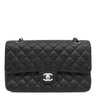 シャネル CHANEL マトラッセ25 ダブルフラップ A01112 ブラック キャビアスキン ショルダーバッグ シルバー金具 チェーンショルダー