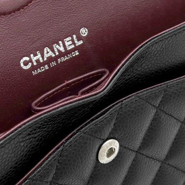 シャネル CHANEL マトラッセ25 ダブルフラップ A01112 ブラック キャビアスキン ショルダーバッグ シルバー金具 チェーンショルダー