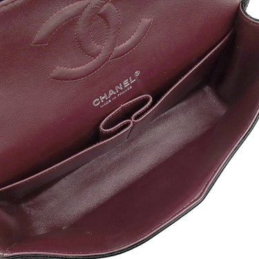 シャネル CHANEL マトラッセ25 ダブルフラップ A01112 ブラック キャビアスキン ショルダーバッグ シルバー金具 チェーンショルダー