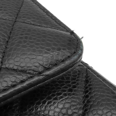 シャネル CHANEL マトラッセ25 ダブルフラップ A01112 ブラック キャビアスキン ショルダーバッグ シルバー金具 チェーンショルダー