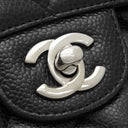 シャネル CHANEL マトラッセ25 ダブルフラップ A01112 ブラック キャビアスキン ショルダーバッグ シルバー金具 チェーンショルダー