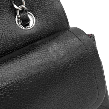 シャネル CHANEL マトラッセ25 ダブルフラップ A01112 ブラック キャビアスキン ショルダーバッグ シルバー金具 チェーンショルダー