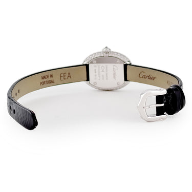 腕時計 カルティエ Cartier ベニュワール ミニ WJBA0050 クオーツ レディース K18WG無垢 純正ダイヤ シルバー ローマン オーバル 青針