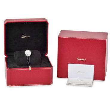 腕時計 カルティエ Cartier ベニュワール ミニ WJBA0050 クオーツ レディース K18WG無垢 純正ダイヤ シルバー ローマン オーバル 青針