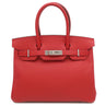 エルメス HERMES バーキン30 ルージュカザック ヴォーエプソン ハンドバッグ シルバー金具 赤