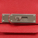 エルメス HERMES バーキン30 ルージュカザック ヴォーエプソン ハンドバッグ シルバー金具 赤