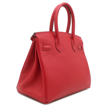 エルメス HERMES バーキン30 ルージュカザック ヴォーエプソン ハンドバッグ シルバー金具 赤
