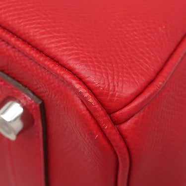 エルメス HERMES バーキン30 ルージュカザック ヴォーエプソン ハンドバッグ シルバー金具 赤