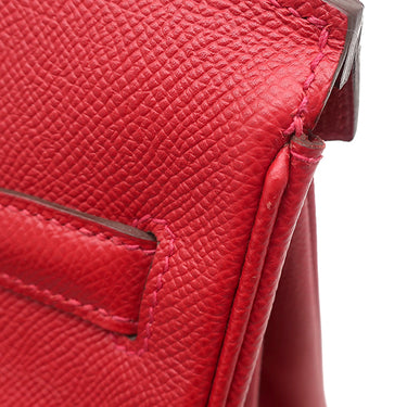エルメス HERMES バーキン30 ルージュカザック ヴォーエプソン ハンドバッグ シルバー金具 赤