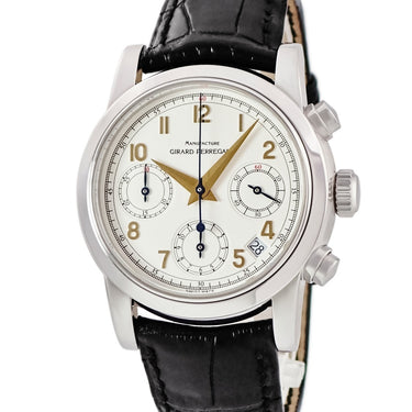 腕時計 ジラールペルゴ GIRARD PERREGAUX クラシックスポーツ クロノグラフ 8021 自動巻き メンズ スモールセコンド デイト アイボリー