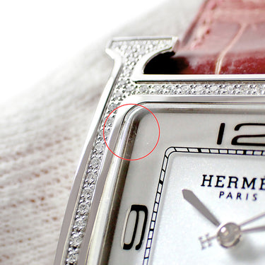 腕時計 エルメス HERMES Hウォッチ MM HH3.530 自動巻き レディース 純正ダイヤ スパークリングホワイトラッカー H型 スクエア