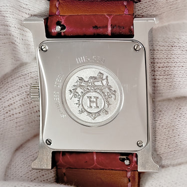 腕時計 エルメス HERMES Hウォッチ MM HH3.530 自動巻き レディース 純正ダイヤ スパークリングホワイトラッカー H型 スクエア