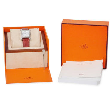腕時計 エルメス HERMES Hウォッチ MM HH3.530 自動巻き レディース 純正ダイヤ スパークリングホワイトラッカー H型 スクエア