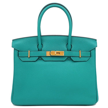 エルメス HERMES バーキン30 ブルーパオン トリヨンクレマンス ハンドバッグ ゴールド金具 青緑