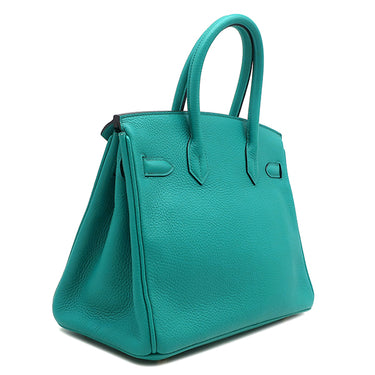 エルメス HERMES バーキン30 ブルーパオン トリヨンクレマンス ハンドバッグ ゴールド金具 青緑