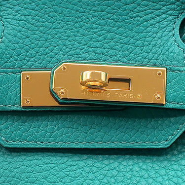エルメス HERMES バーキン30 ブルーパオン トリヨンクレマンス ハンドバッグ ゴールド金具 青緑
