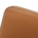 エルメス HERMES アザップ シルクイン コンパクト ゴールド ヴォーエプソン コインケース シルバー金具 茶 ラウンドジップ