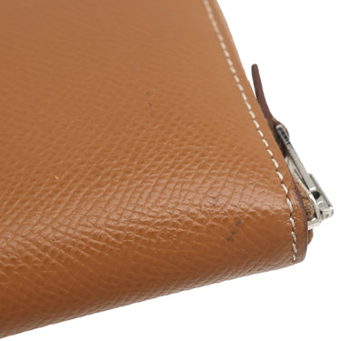 エルメス HERMES アザップ シルクイン コンパクト ゴールド ヴォーエプソン コインケース シルバー金具 茶 ラウンドジップ