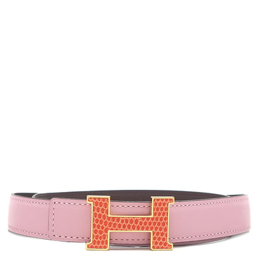 エルメス HERMES コンスタンスH モーヴシルベストル×ルージュセリエ ヴォースイフト ヴォーエプソン リザード #75 ベルト ゴールド金具 リバーシブル リザード
