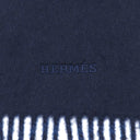 エルメス HERMES レクトヴェルソ H393850T マリン×オセアン カシミヤ マフラー 新品 未使用 リバーシブル フリンジ ロゴ刺繍