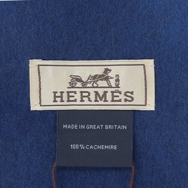 エルメス HERMES レクトヴェルソ H393850T マリン×オセアン カシミヤ マフラー 新品 未使用 リバーシブル フリンジ ロゴ刺繍