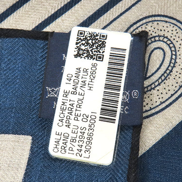 エルメス HERMES カレ140 カレジェアン H244394S ブルーペトロール×ナチュラル×ブラック カシミヤ シルク ストール 新品 未使用 【グランアパラ バンダナ】