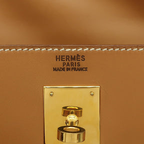 エルメス HERMES ケリー32 外縫い ナチュラル ヴォーシャモニー 2WAYバッグ ゴールド金具 茶 ショルダー