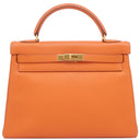 エルメス HERMES ケリー32 内縫い オレンジ トゴ 2WAYバッグ ゴールド金具 ショルダー