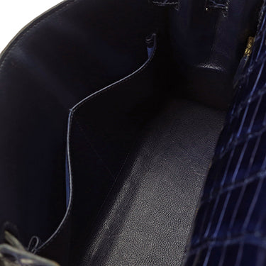 エルメス HERMES ケリー28 外縫い ブルーアンクル ポロサス 2WAYバッグ ゴールド金具 青 クロコ ショルダー