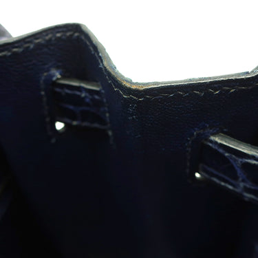 エルメス HERMES ケリー28 外縫い ブルーアンクル ポロサス 2WAYバッグ ゴールド金具 青 クロコ ショルダー