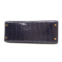 エルメス HERMES ケリー28 外縫い ブルーアンクル ポロサス 2WAYバッグ ゴールド金具 青 クロコ ショルダー