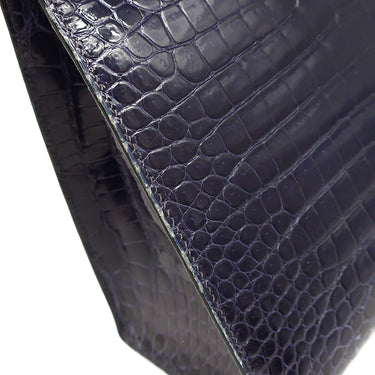 エルメス HERMES ケリー28 外縫い ブルーアンクル ポロサス 2WAYバッグ ゴールド金具 青 クロコ ショルダー