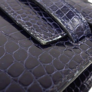 エルメス HERMES ケリー28 外縫い ブルーアンクル ポロサス 2WAYバッグ ゴールド金具 青 クロコ ショルダー