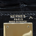 エルメス HERMES ケリー28 外縫い ブラック ポロサス 2WAYバッグ ゴールド金具 黒 クロコ ショルダー