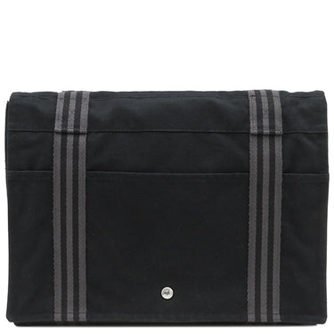 エルメス HERMES フールトゥ バザス ブラック×グレー キャンバス ショルダーバッグ シルバー金具 黒 グレー