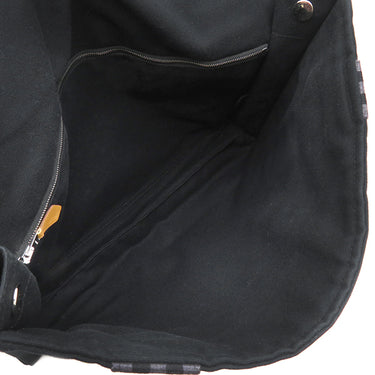 エルメス HERMES フールトゥ バザス ブラック×グレー キャンバス ショルダーバッグ シルバー金具 黒 グレー