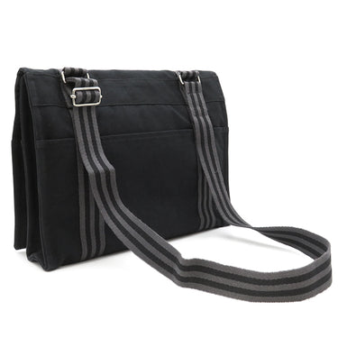 エルメス HERMES フールトゥ バザス ブラック×グレー キャンバス ショルダーバッグ シルバー金具 黒 グレー