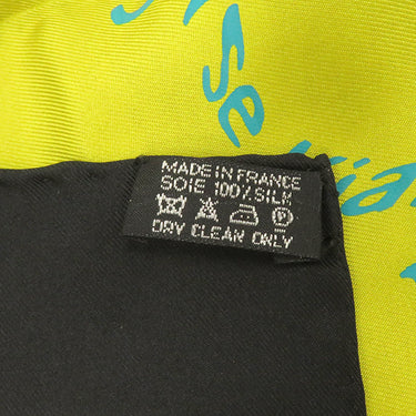 エルメス HERMES カレ90 CARRE イエロー×ブラック シルク スカーフ 【LE MONDE EST 1 FLEUVE/世界は1つの川】