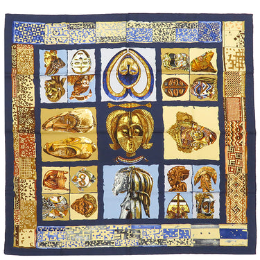 エルメス HERMES カレ90 CARRE ネイビー×マルチカラー シルク スカーフ 【PERSONA/ペルソナ】